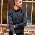 Deep Black - Back - NEOBLU Mens Blaise Micro Twill Long-Sleeved Formal Shirt