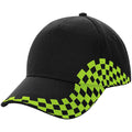 Black-Lime Green - Front - Beechfield Unisex Adult Grand Prix Baseball Cap