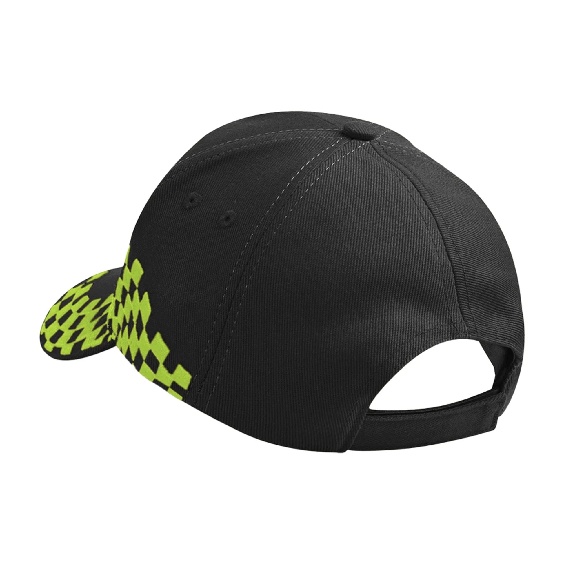 Black-Lime Green - Back - Beechfield Unisex Adult Grand Prix Baseball Cap