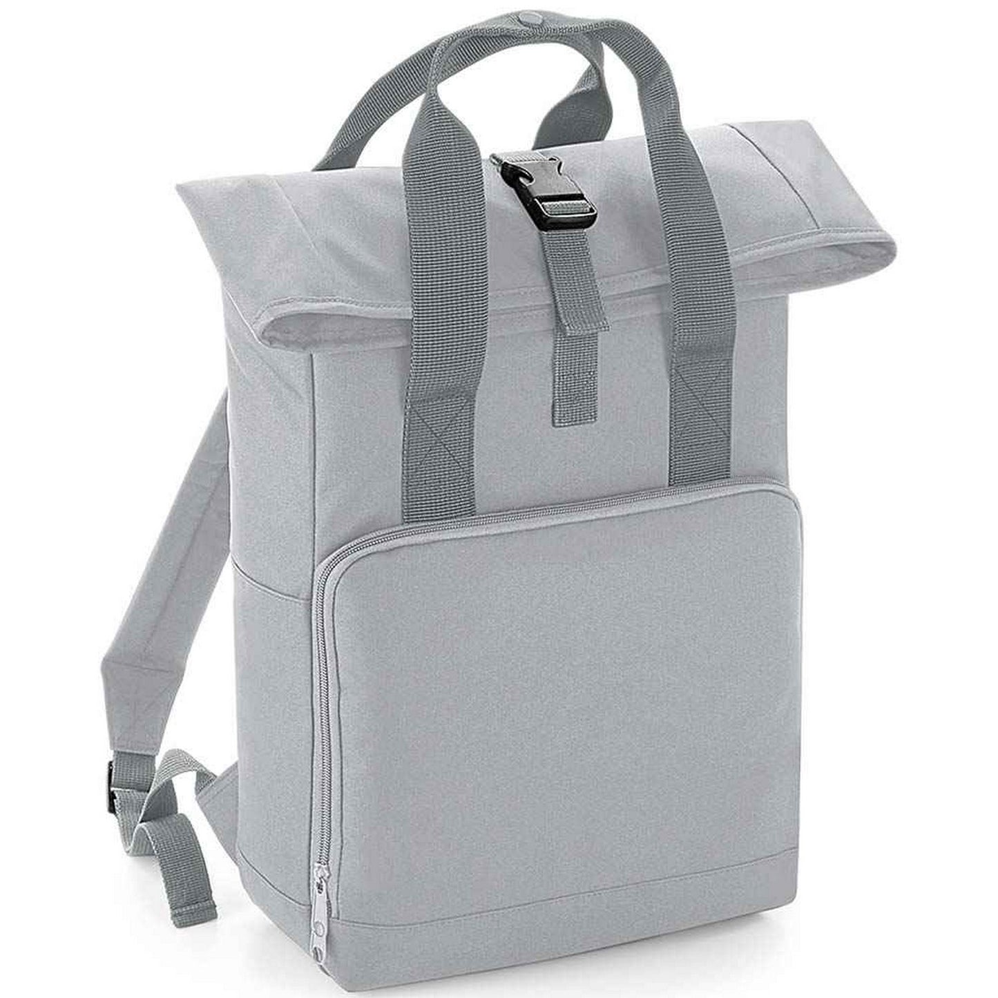 Light Grey - Front - Bagbase Unisex Adult Roll Top Twin Handle Backpack