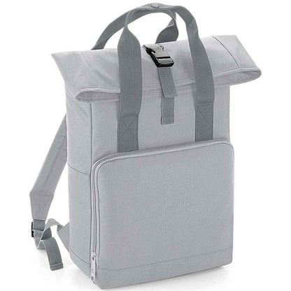 Light Grey - Front - Bagbase Unisex Adult Roll Top Twin Handle Backpack