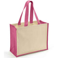 Natural-Fuchsia - Front - Brand Lab Jute Canvas Shopper