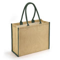 Natural-Forest Green - Front - Brand Lab Tipped Jute Shopper