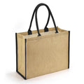 Natural-Black - Front - Brand Lab Tipped Jute Shopper