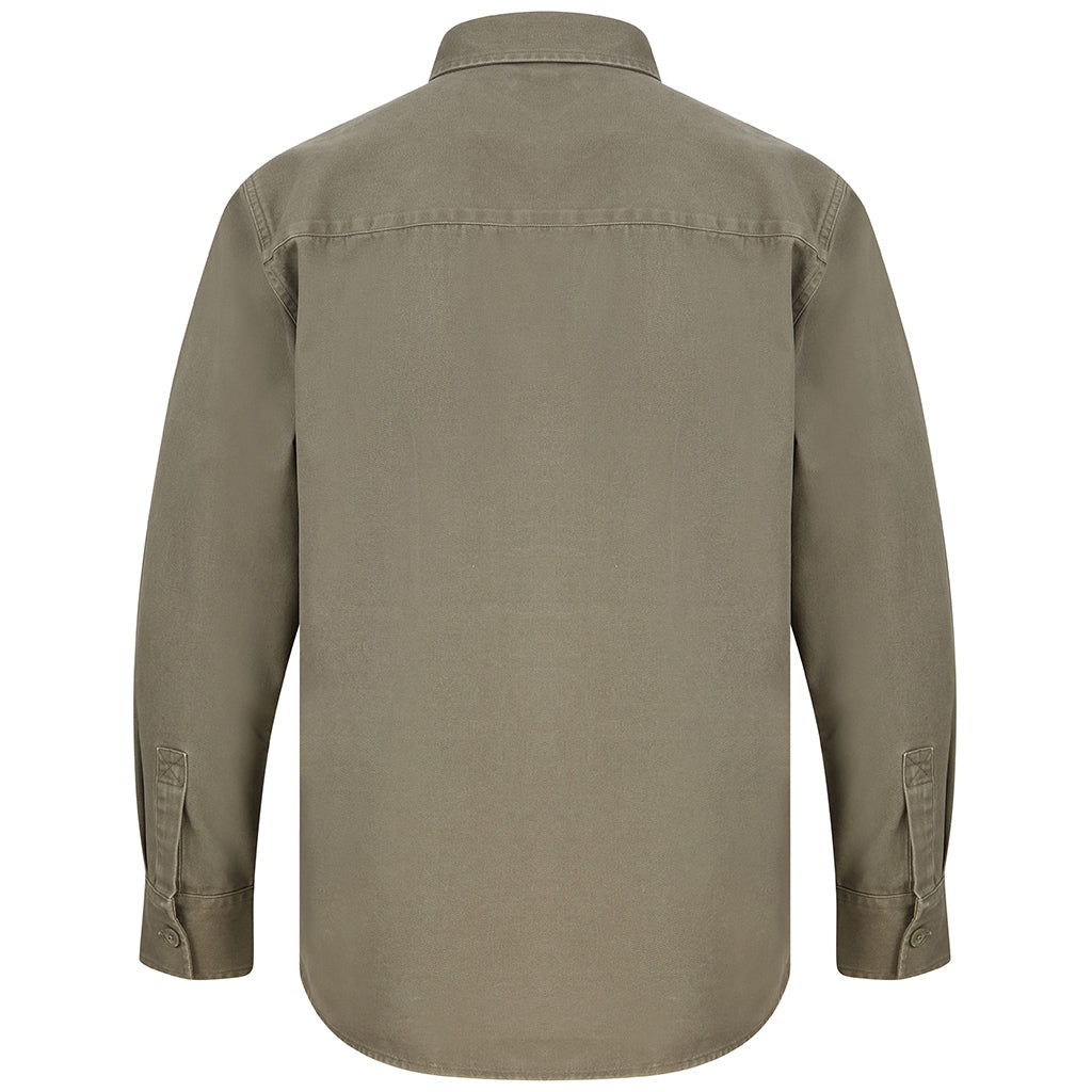 Khaki - Side - Front Row Mens Cotton Drill Overshirt