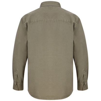 Khaki - Side - Front Row Mens Cotton Drill Overshirt