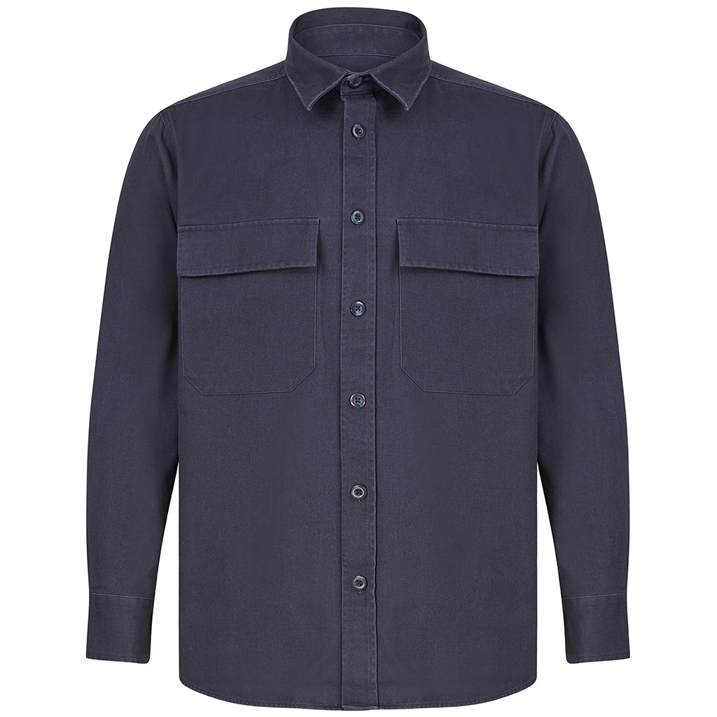 Khaki - Pack Shot - Front Row Mens Cotton Drill Overshirt