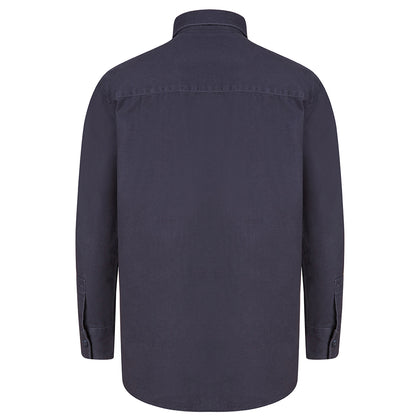 Navy - Side - Front Row Mens Cotton Drill Overshirt