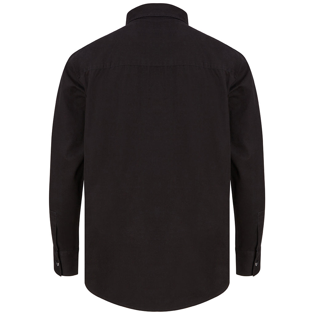 Black - Back - Front Row Mens Cotton Drill Overshirt