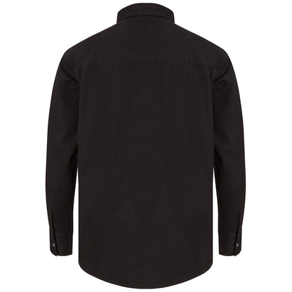 Black - Back - Front Row Mens Cotton Drill Overshirt