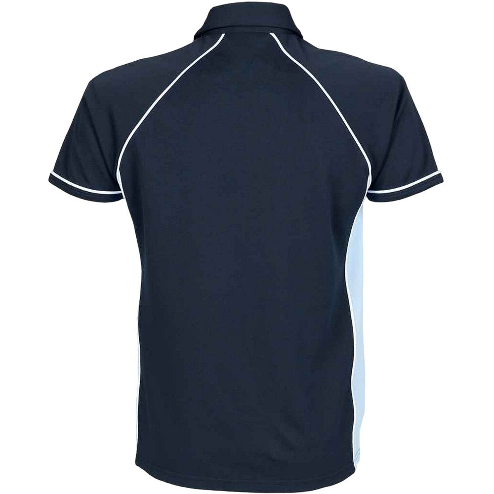 Navy-Sky Blue-White - Back - Finden & Hales Childrens-Kids Piped Performance Polo Shirt