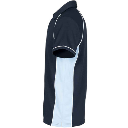Navy-Sky Blue-White - Side - Finden & Hales Childrens-Kids Piped Performance Polo Shirt