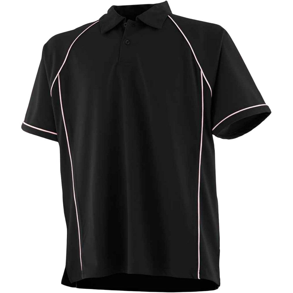 Black-White - Front - Finden & Hales Childrens-Kids Piped Performance Polo Shirt
