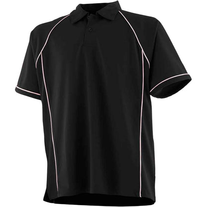 Black-White - Front - Finden & Hales Childrens-Kids Piped Performance Polo Shirt