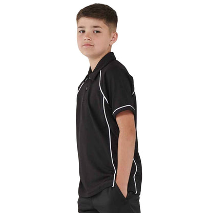 Black-White - Back - Finden & Hales Childrens-Kids Piped Performance Polo Shirt
