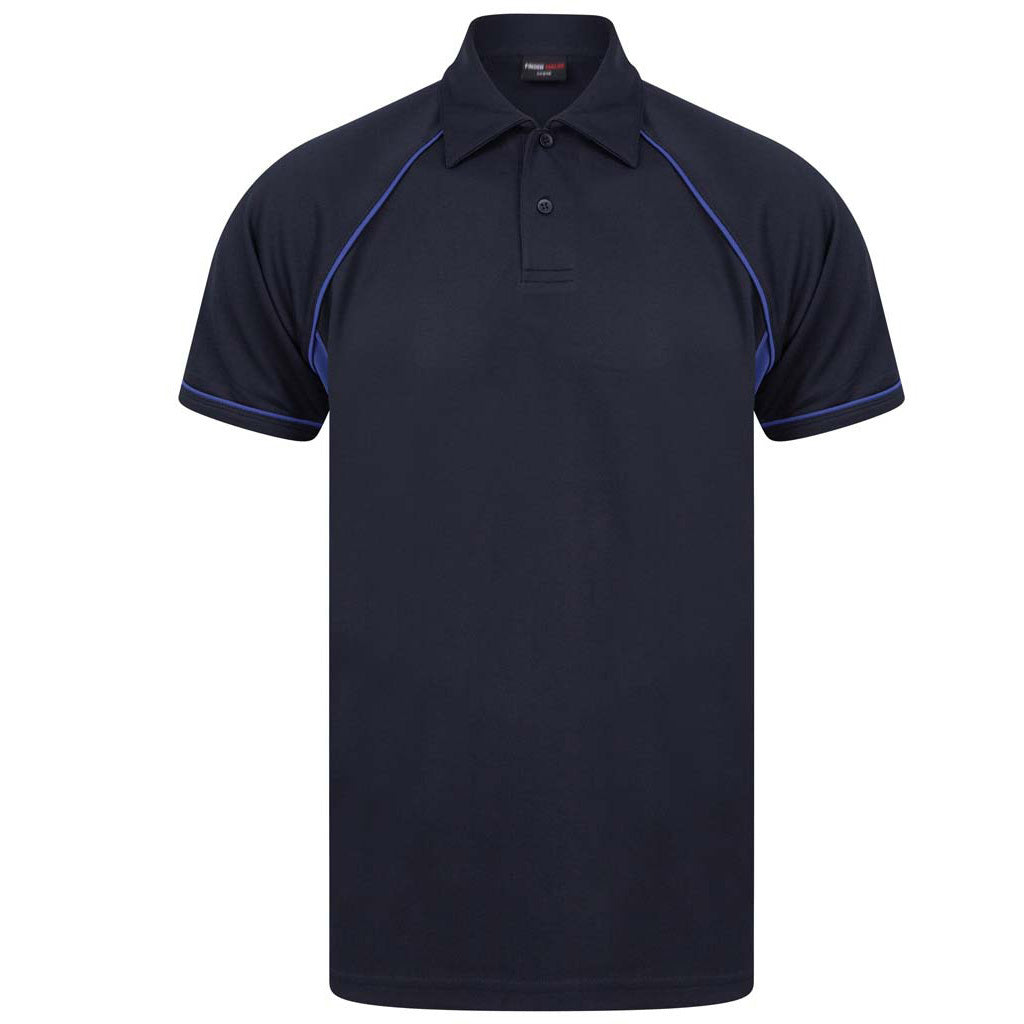 Navy-Royal Blue - Front - Finden & Hales Childrens-Kids Piped Performance Polo Shirt