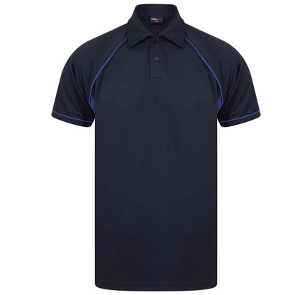 Navy-Royal Blue - Front - Finden & Hales Childrens-Kids Piped Performance Polo Shirt