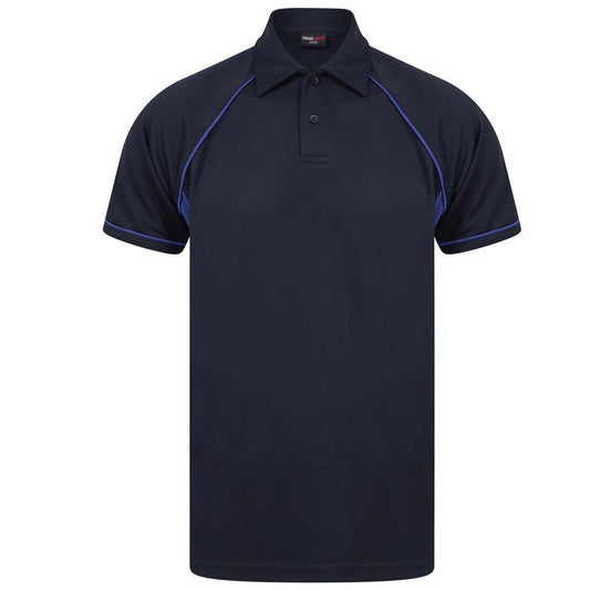 Navy-Royal Blue - Front - Finden & Hales Childrens-Kids Piped Performance Polo Shirt