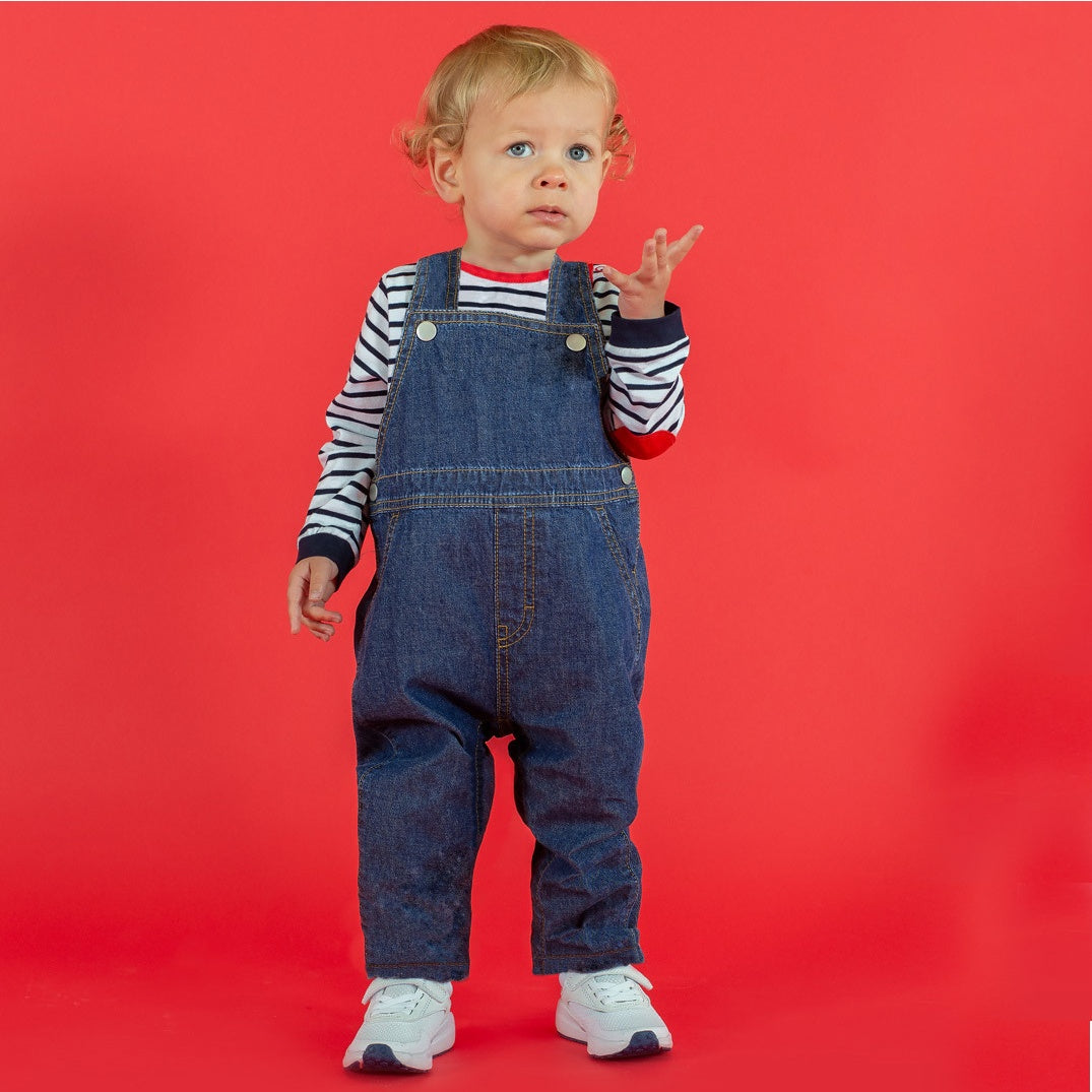 Blue - Back - Larkwood Childrens-Kids Denim Dungarees