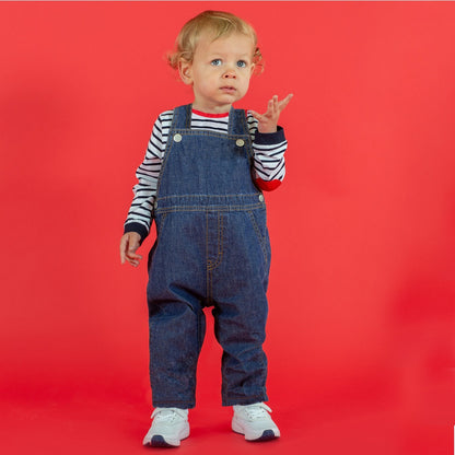 Blue - Back - Larkwood Childrens-Kids Denim Dungarees