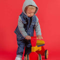Denim Blue - Side - Larkwood Childrens-Kids Denim Hooded Jacket