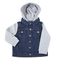 Denim Blue - Front - Larkwood Childrens-Kids Denim Hooded Jacket