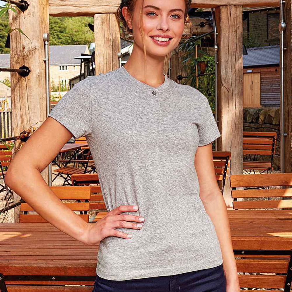 Grey - Back - Premier Womens-Ladies Comis Marl Sustainable T-Shirt