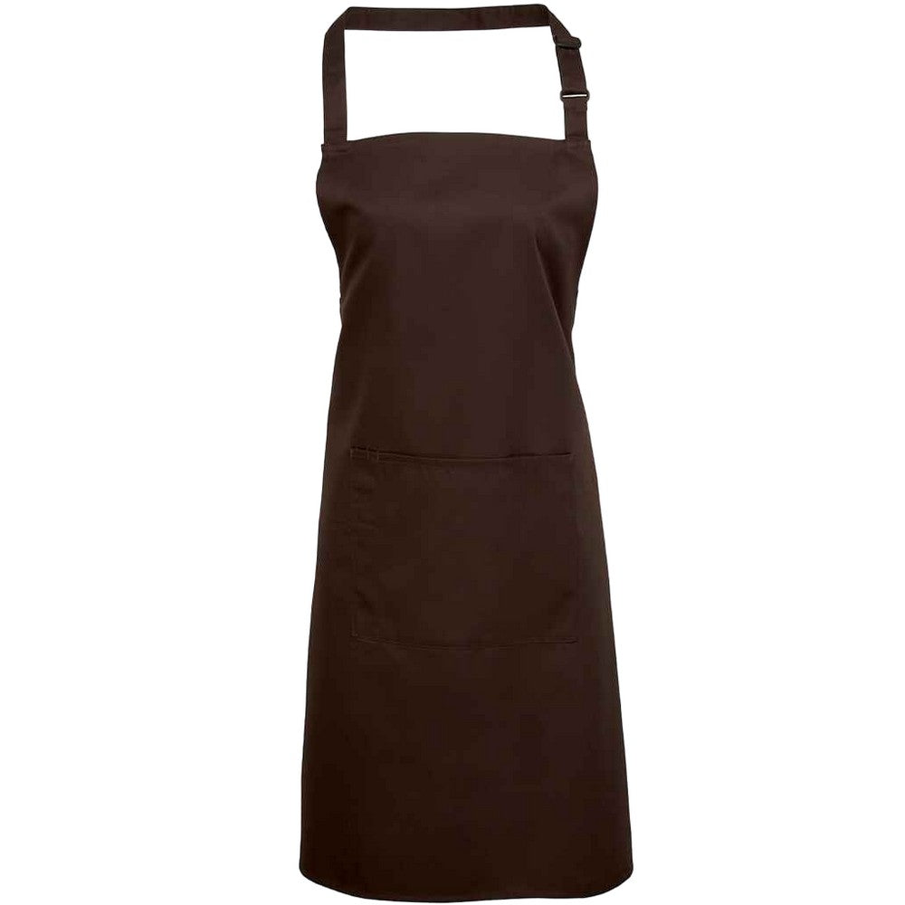 Brown - Front - Premier Unisex Adult Colours Pocket Full Apron