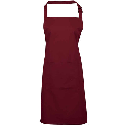 Burgundy - Front - Premier Unisex Adult Colours Pocket Full Apron