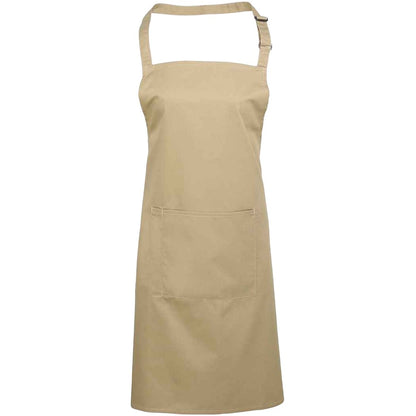 Khaki - Front - Premier Unisex Adult Colours Pocket Full Apron