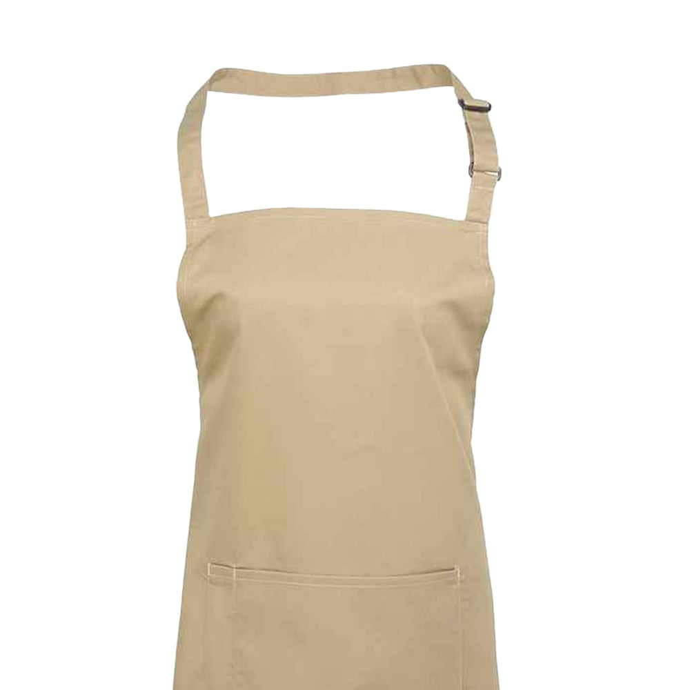 Khaki - Back - Premier Unisex Adult Colours Pocket Full Apron
