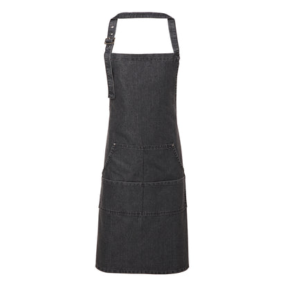 Black Denim - Back - Premier Unisex Adult Colours Pocket Full Apron