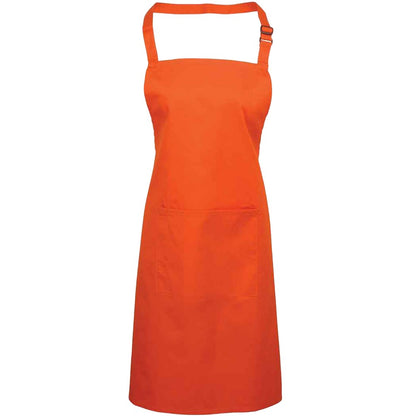 Orange - Front - Premier Unisex Adult Colours Pocket Full Apron