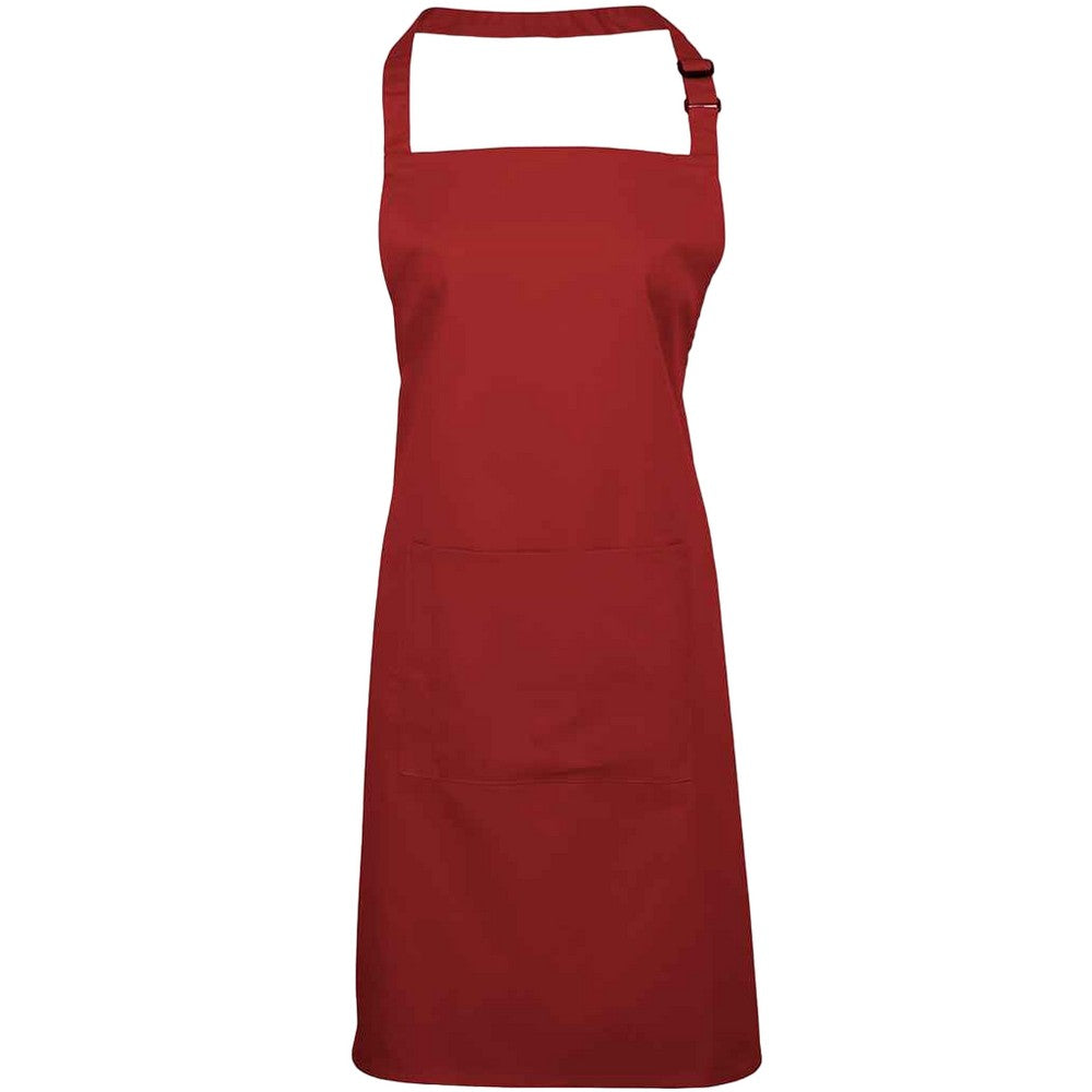 Red - Front - Premier Unisex Adult Colours Pocket Full Apron