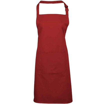 Red - Front - Premier Unisex Adult Colours Pocket Full Apron