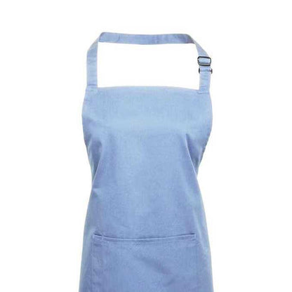 Mid Blue - Back - Premier Unisex Adult Colours Pocket Full Apron