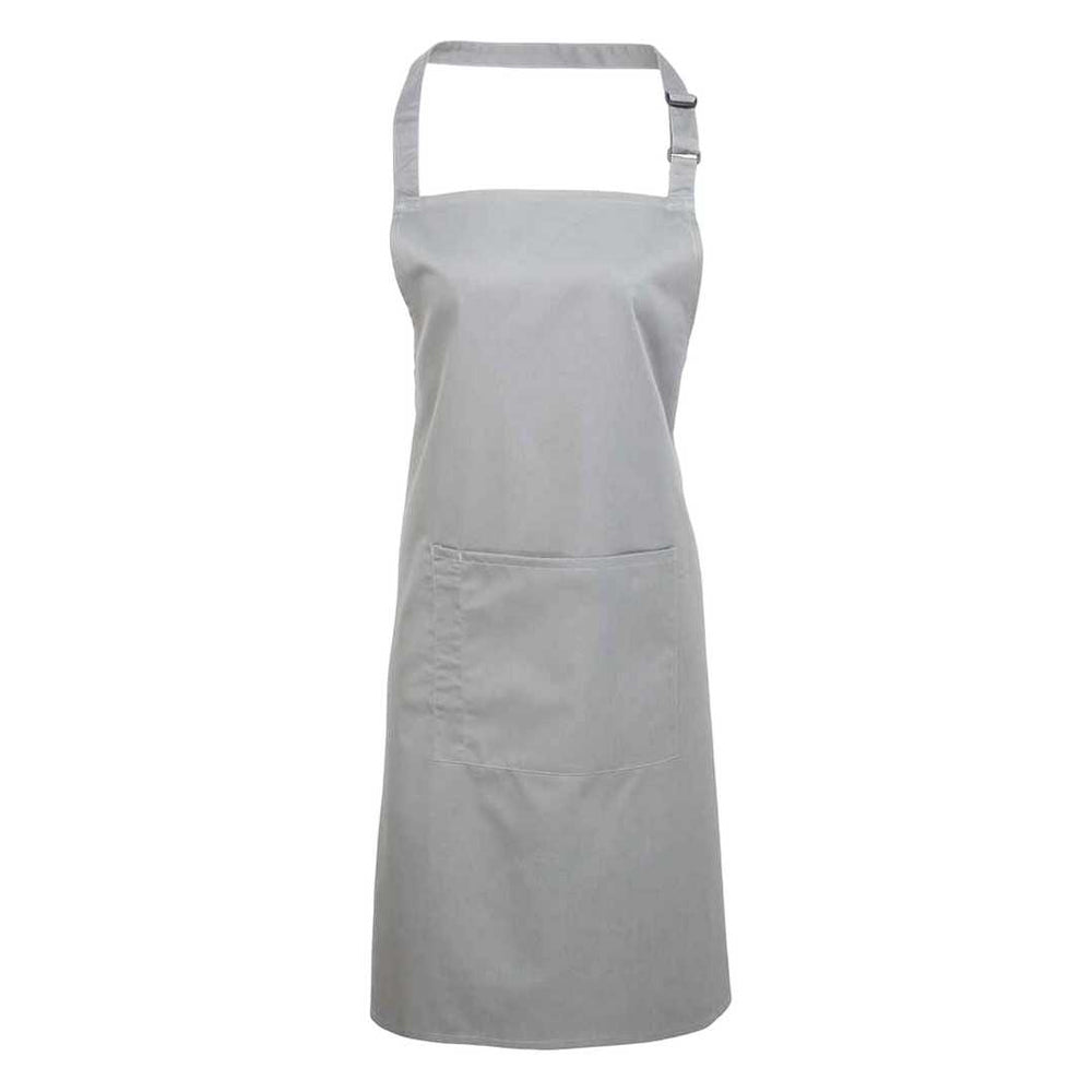 Silver - Front - Premier Unisex Adult Colours Pocket Full Apron