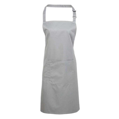 Silver - Front - Premier Unisex Adult Colours Pocket Full Apron
