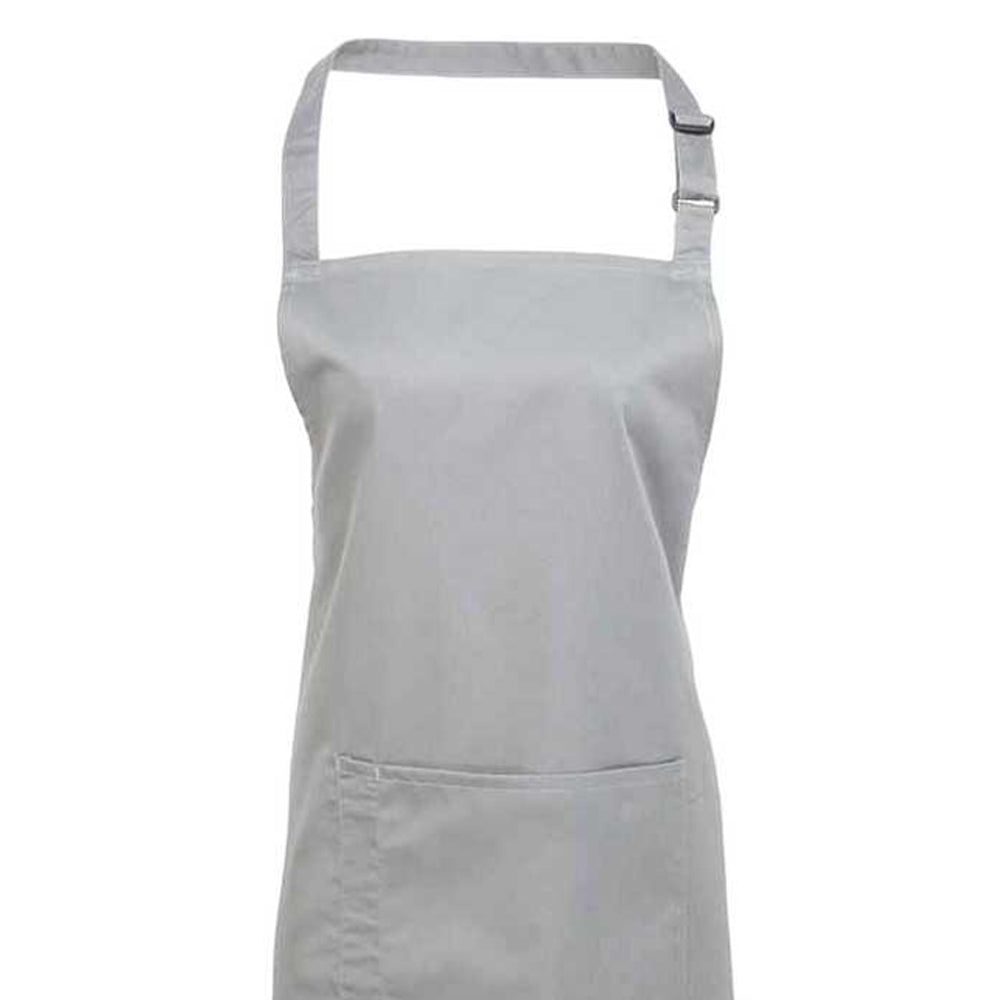 Silver - Back - Premier Unisex Adult Colours Pocket Full Apron