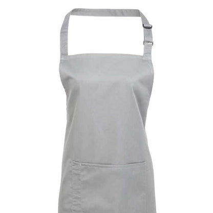 Silver - Back - Premier Unisex Adult Colours Pocket Full Apron