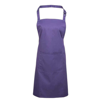 Purple - Front - Premier Unisex Adult Colours Pocket Full Apron