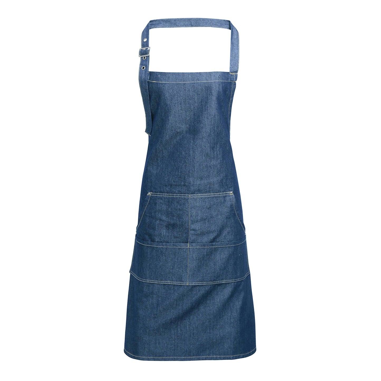 Blue Denim - Front - Premier Unisex Adult Colours Pocket Full Apron