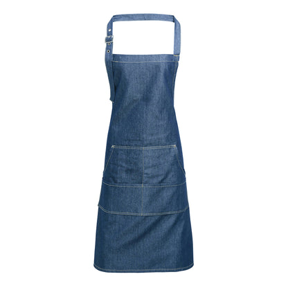 Blue Denim - Front - Premier Unisex Adult Colours Pocket Full Apron