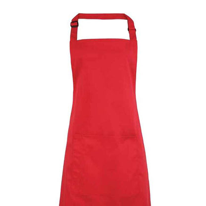 Strawberry Red - Back - Premier Unisex Adult Colours Pocket Full Apron