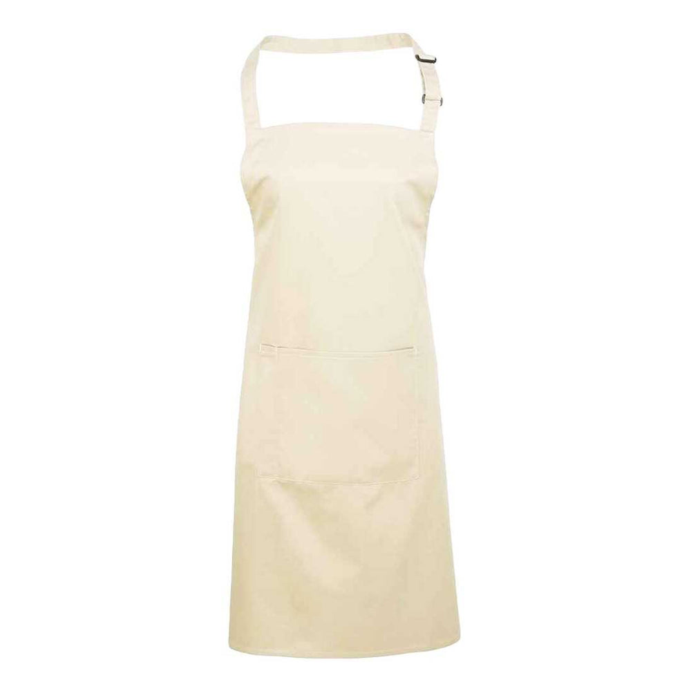 Natural - Front - Premier Unisex Adult Colours Pocket Full Apron