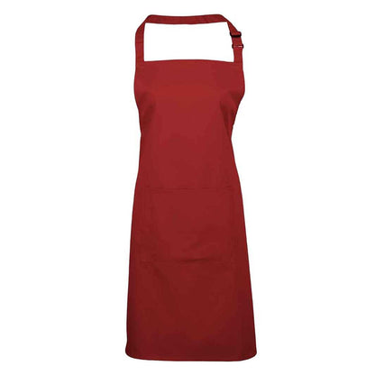 Red - Front - Premier Unisex Adult Colours Pocket Full Apron
