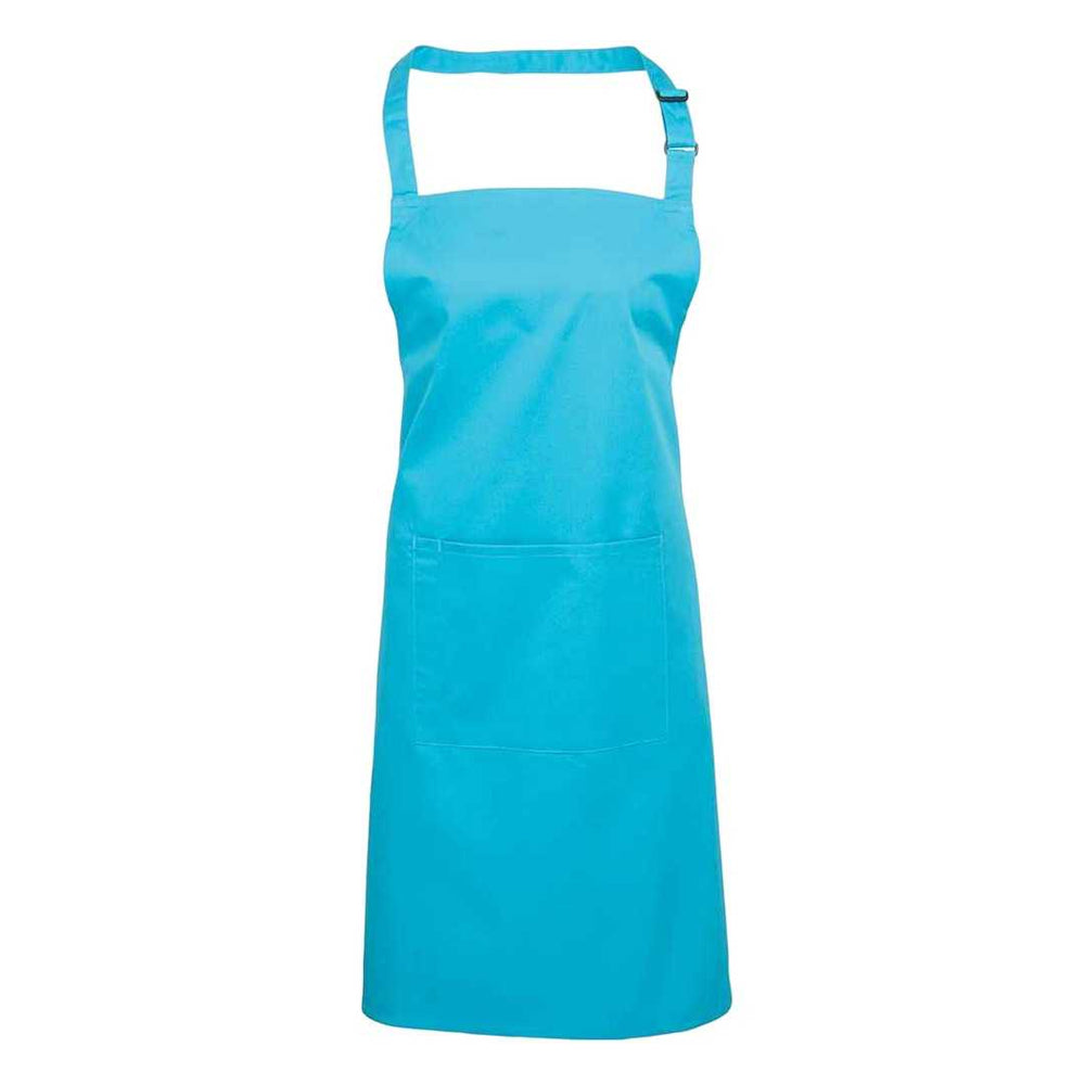 Turquoise Blue - Front - Premier Unisex Adult Colours Pocket Full Apron