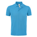Aqua - Front - SOLs Mens Prime Pique Plain Short Sleeve Polo Shirt