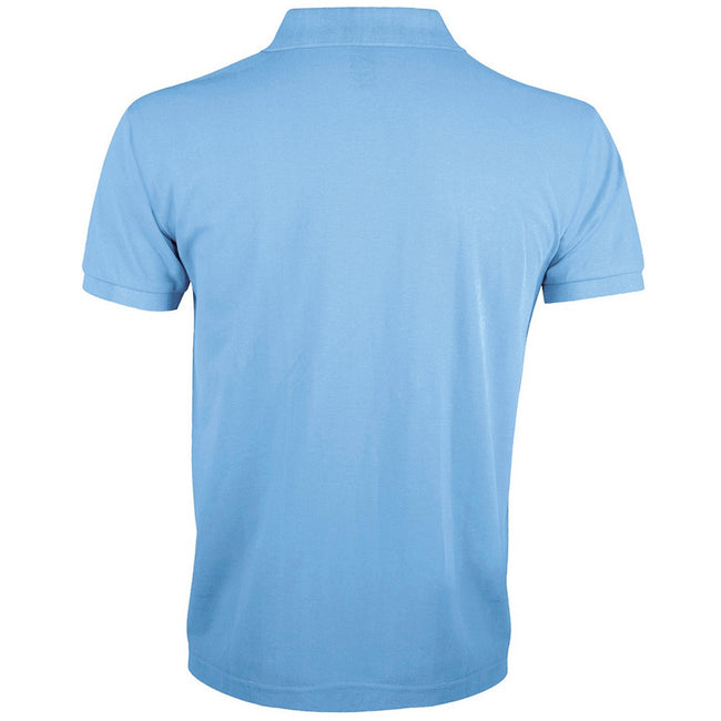Sky Blue - Side - SOLs Mens Prime Pique Plain Short Sleeve Polo Shirt