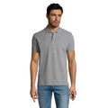 Grey Marl - Back - SOLs Mens Prime Pique Plain Short Sleeve Polo Shirt